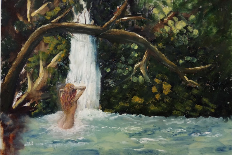 Oil painting of Eve in Eden by Dorit | Etsy