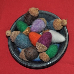 Acorns Needle Felted Set of 10 Various Colors Fall Autumn Décor