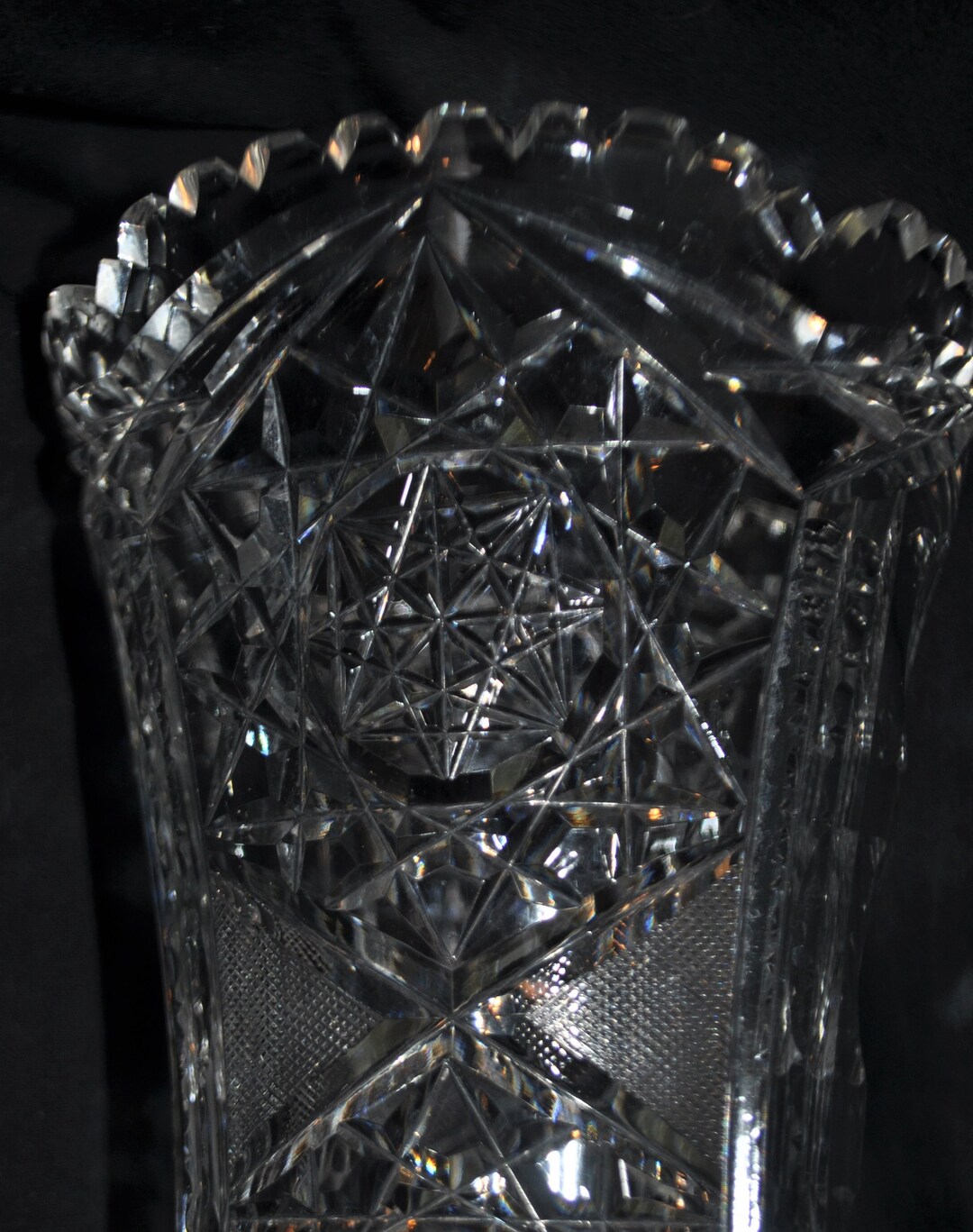 VINTAGE Heavy Cut Crystal VASE Midcentury Excellent Condition Etsy