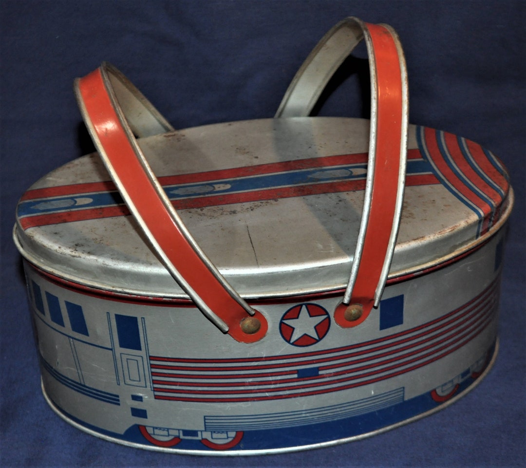 Burlington Zephyr Railroad Train Metal Tin Lunchbox Vintage 1930's