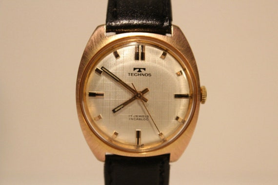 Stunning Technos Pink Gold Plated Vintage Watch