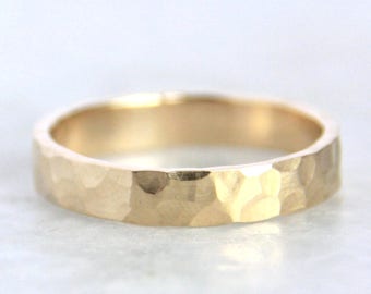 Gold Wedding Ring, Hammered 14k Gold Wedding band, 4mm Hammered Gold Ring, Mens Wedding, Gold Wedding Band Women, wedding jewelry, engagemen