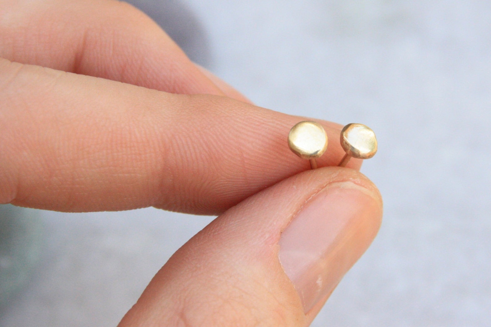 Pebble Gold Earrings 14k Gold Stud Earrings Recycled Yellow Etsy