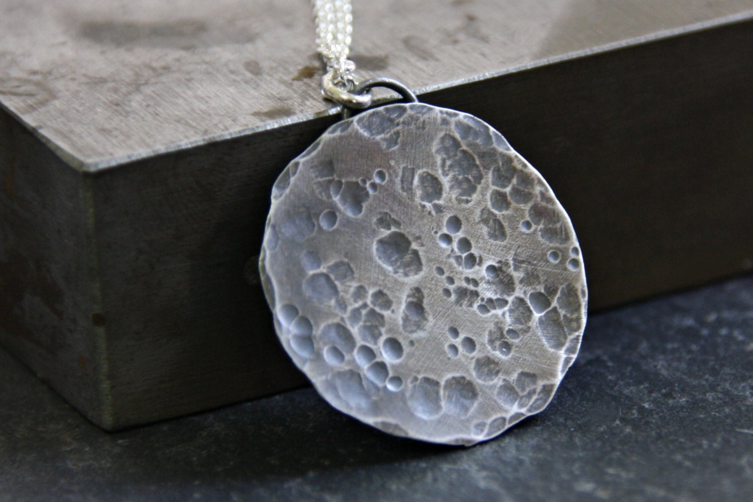 Lunar Curve Bamboo Necklace, Silver