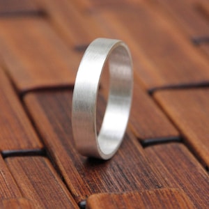 Smooth Silver Ring - Recycled Sterling Silver Band- 5mm Rectangular Wedding Band - Mens Wedding Ring