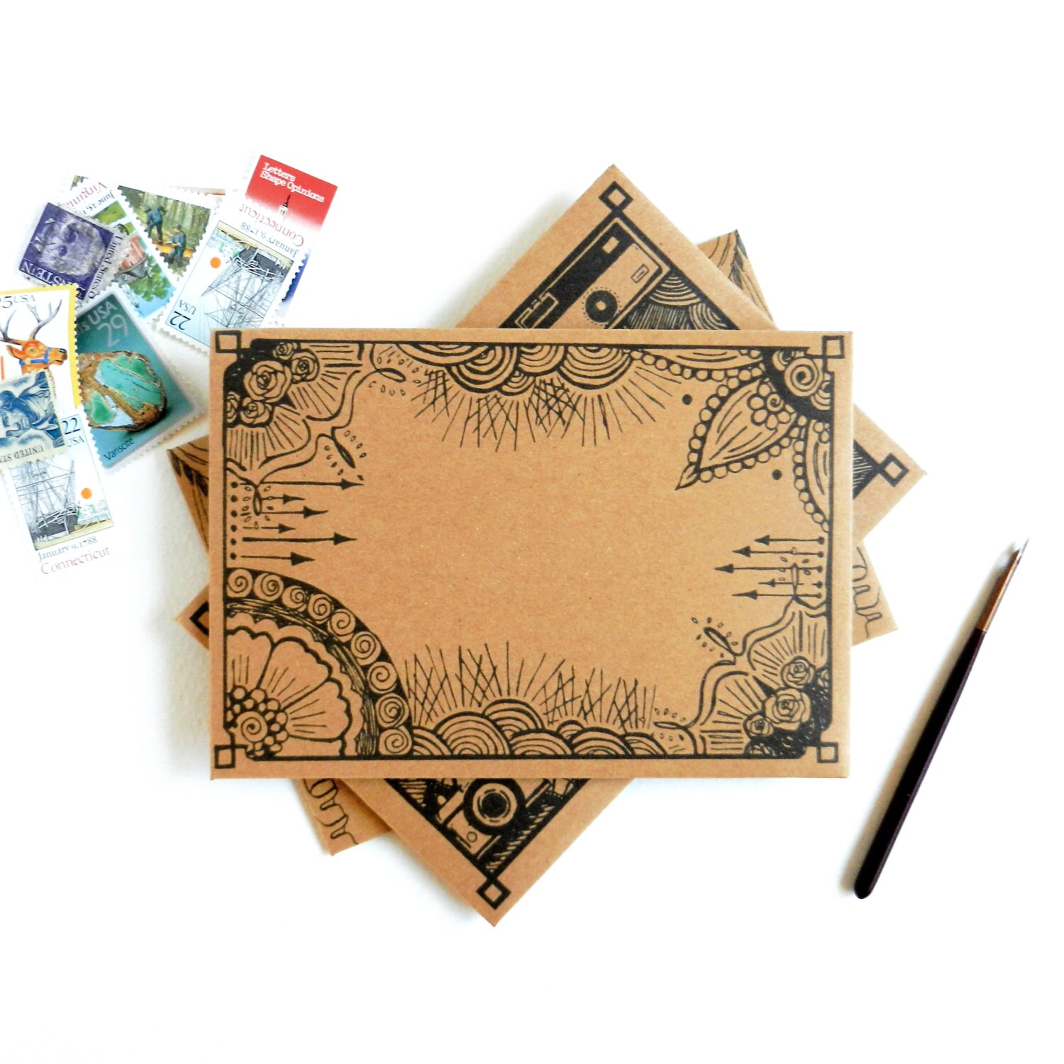 Printable DIY Envelope Templates Set of Three: Henna Frame, Photography ...