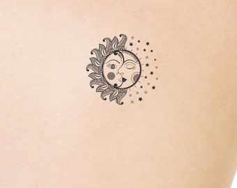 Sun Moon Tattoo Etsy
