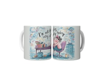Taza de café con frase "No me siento bien trabajando hoy" / Regalo divertido para trabajar desde casa o para la oficina / Lindo humor para jefas de escritorio / Taza de té para días de descanso / Cerámica de 11 oz