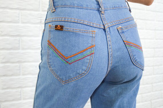 Rainbow Connection - boho hippie jeans - light blu