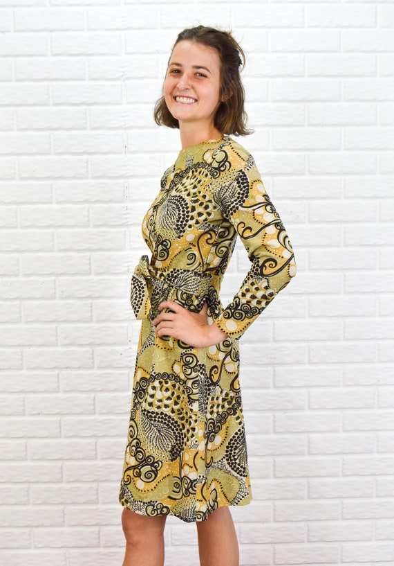 Veruschka - 60s mod Sacony dress - olive cocktail