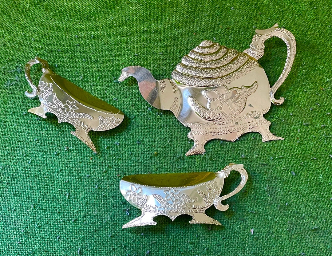 Tea Party Gold Teapot and Teacup Wall Ornaments Tea Set Gold Wall Decor