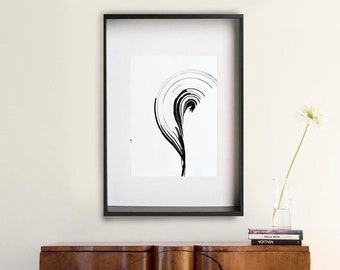 Abstract, original drawing, ink art, feather, black and white abstract, wall art, ink drawing, original abstract, abstract art