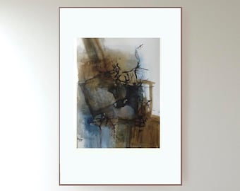 Abstract art original, original abstract painting, original art, him original, lines wall art horizontal, ink drawing original