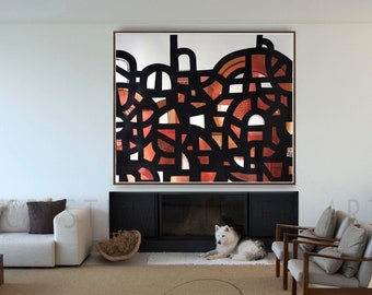 Extra large abstract ink painting, abstract, geometric painting, original extra large abstract art, original extra large art