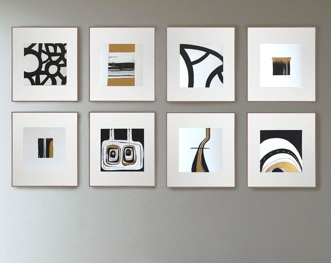 Original Set of 8 Square Abstract Art Abstract Paintings Set Etsy