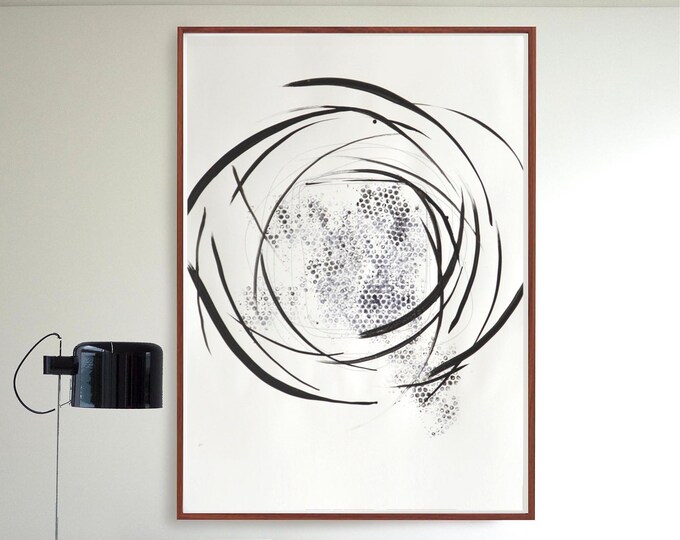 Large Abstract Art Modern Ink Art Circles Art Minimal Etsy