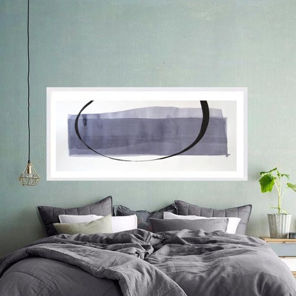 One way - Original abstract ink painting art on paper- linear circle wall art ink drawing minimal line art modern wall decor living space