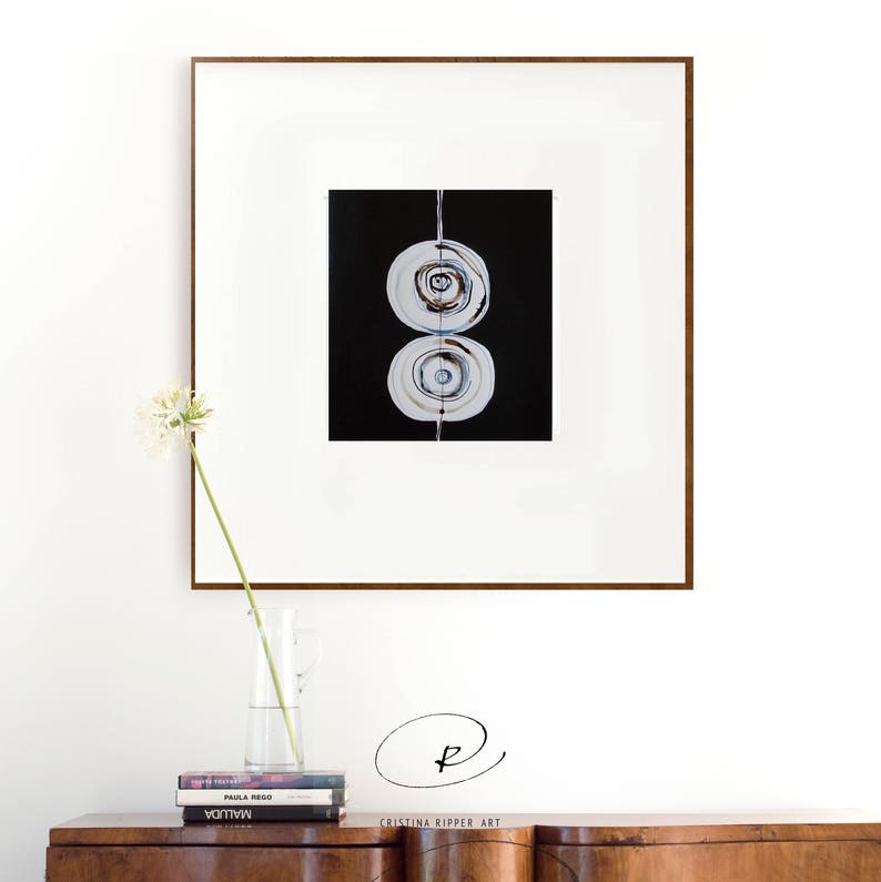 Original square circles abstract art, circles art, black and white abstract art, original ink art, drawing, art, abstract art image 2