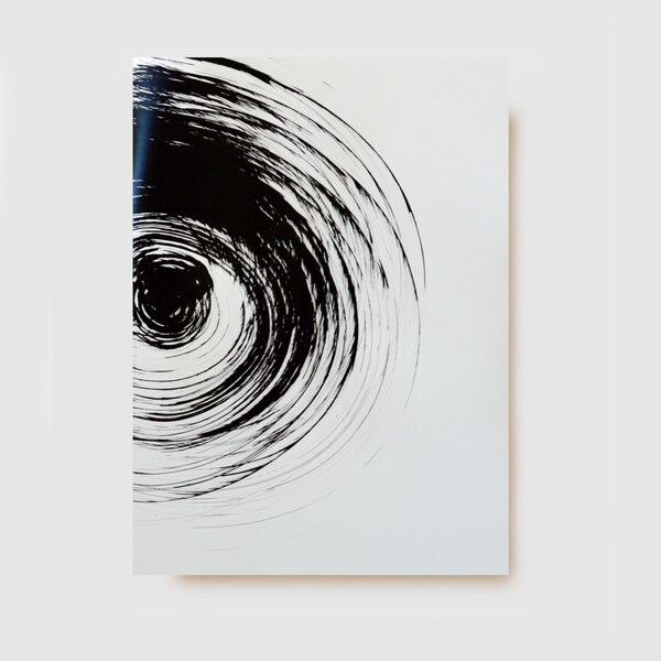 Original Fine Art Abstract Drawing-A2- Movement, wind, nature,storm,black and white, ink dark, large size