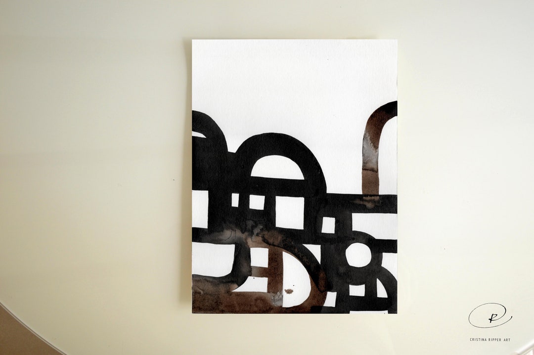 View of Modern Geometric Abstract Art, Abstract Ink Painting, Geometric Art ...