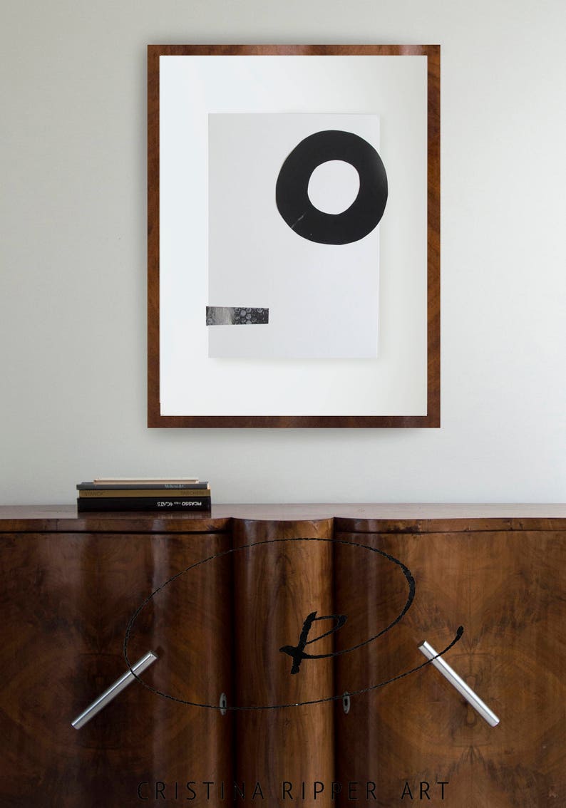 original collage art Circle art minimalist collage abstract circle minimal collage art abstract art geometric collage abstract art