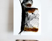 Original abstract art ink drawing -Black and white,modern, minimal,ink dark, movement, art ink, brown,sepia, ink wash by Cristina Ripper
