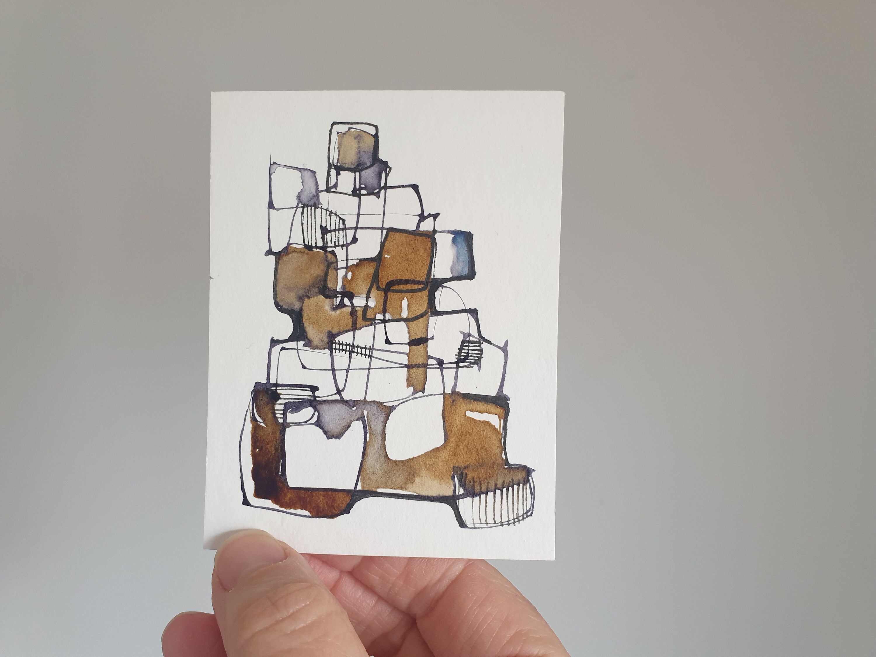 Abstract Mini Small Abstract Art, Tiny Abstract Art Original, Minimalist Small ...