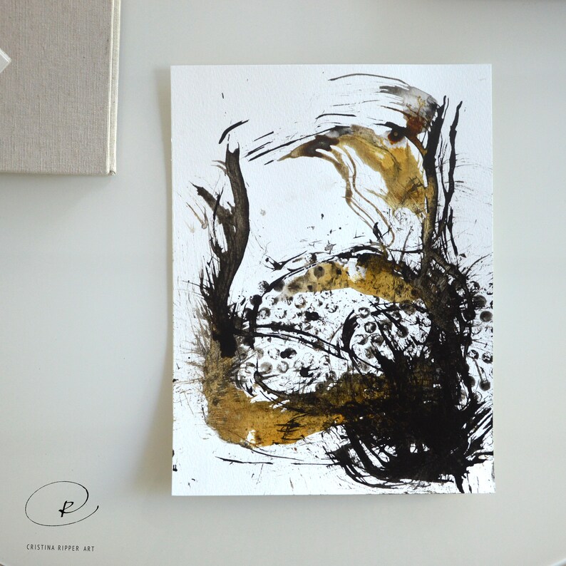 Original Abstract Art Ink Painting Feather Nature Movement - Etsy