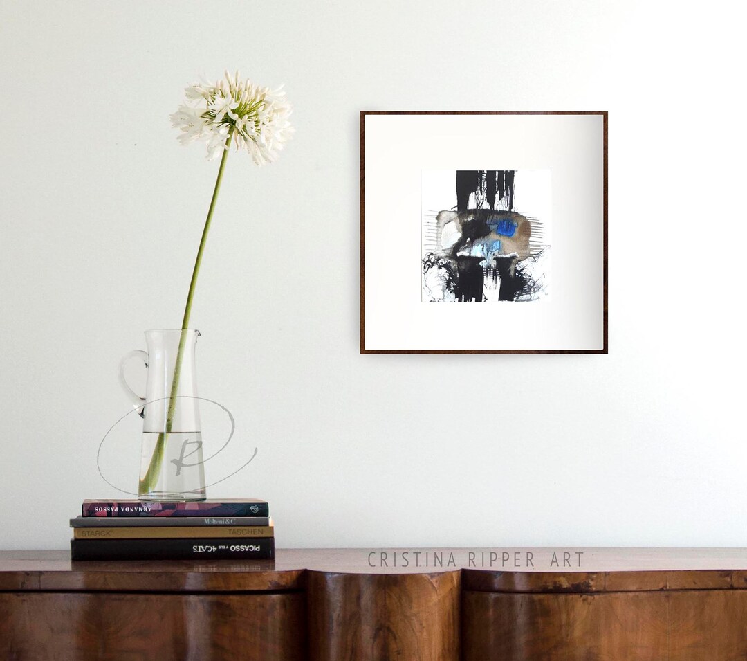 Square Art, Original Square Abstract Art, Abstract Ink Drawing, Minimal ...