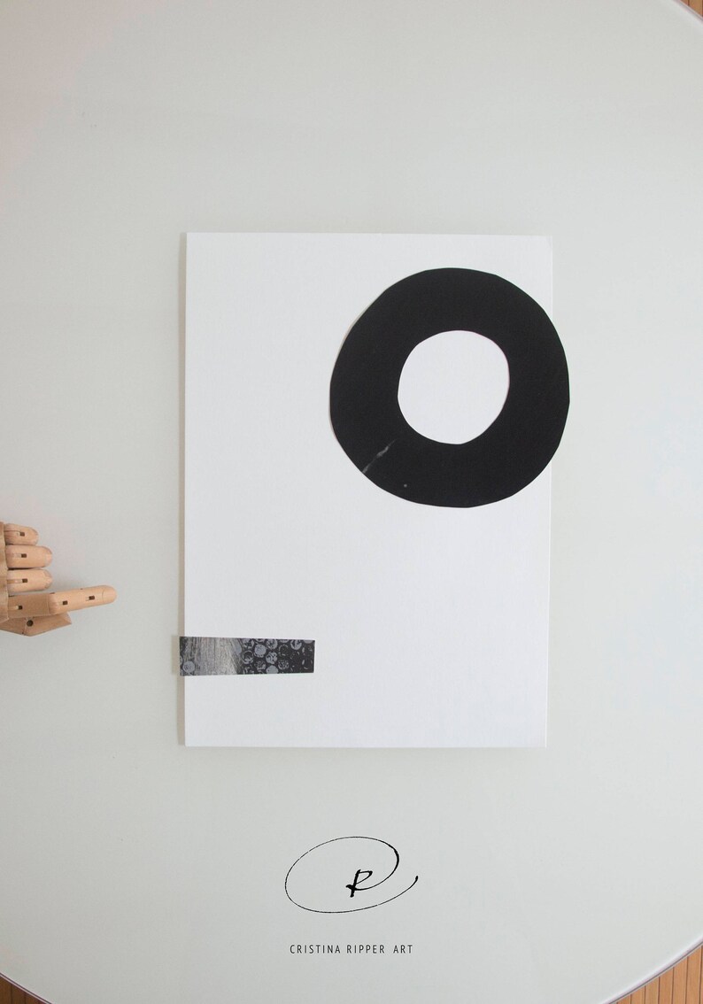original collage art Circle art minimalist collage abstract circle minimal collage art abstract art geometric collage abstract art
