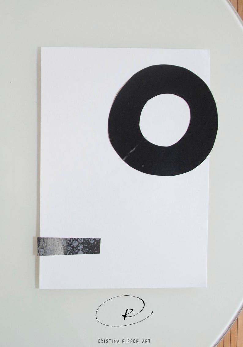 original collage art Circle art minimalist collage abstract circle minimal collage art abstract art geometric collage abstract art