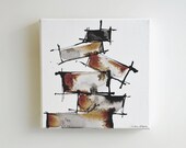 Original Fine Art Abstract Painting-Construction- Painting on canvas//ink wask/ink color/nature/earth/movement/Star by Cristina Ripper