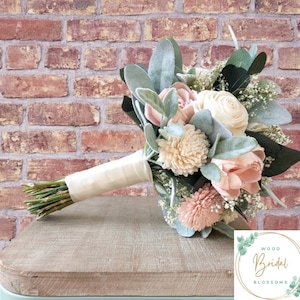 Wood Flower Wedding Bouquet Blush Pink Dreams Collection- Wood Flower Bouquet Blush Pink