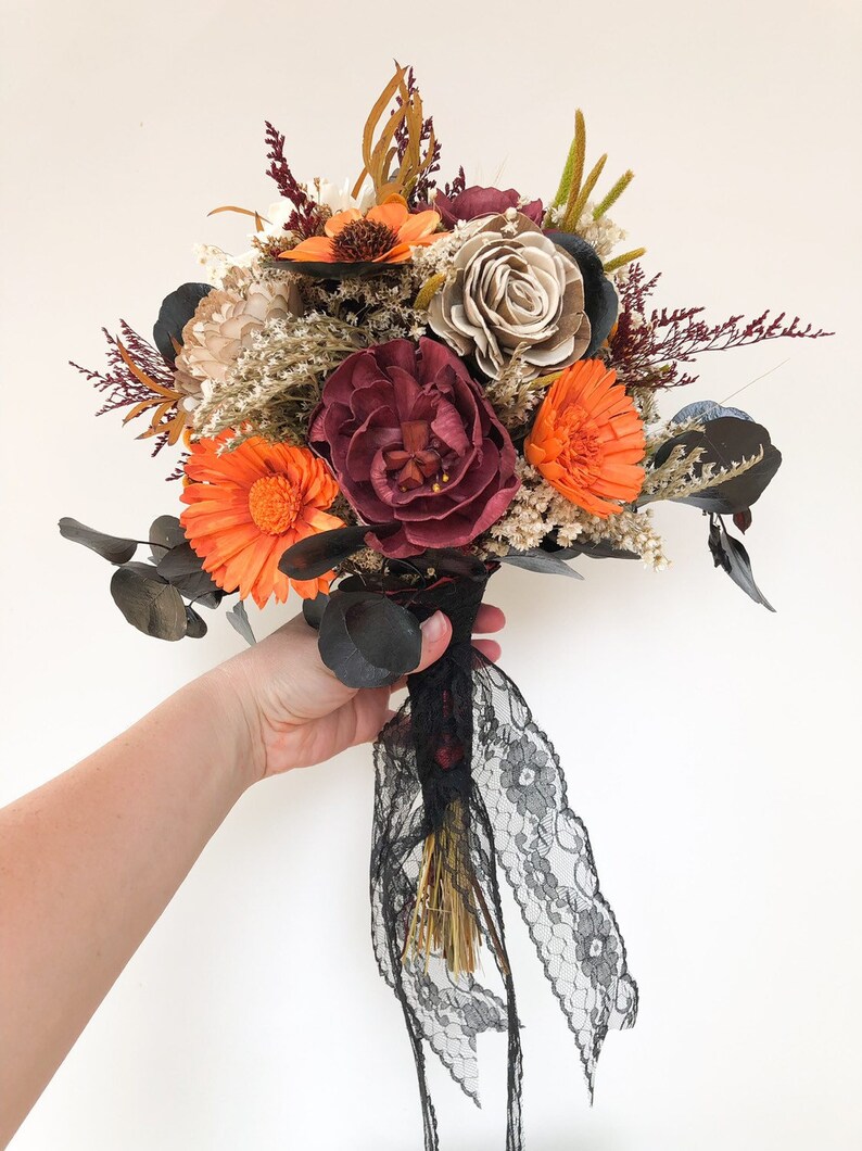 Harvest With A Touch Of Darkness Collection Wood Flower Bouquet Halloween Bouquet Sola Wood Flower Bouquet Customizable image 7