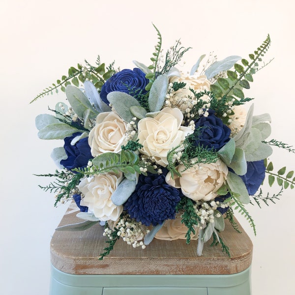 Royal Blue Bouquet Wedding Etsy