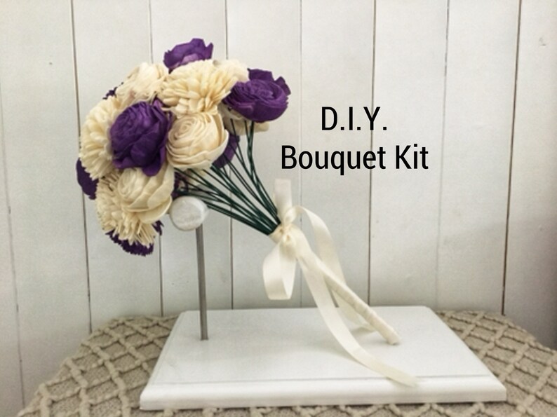Bliss Collection DIY Wood Flower Bouquet Kit Purple Bouquet Etsy