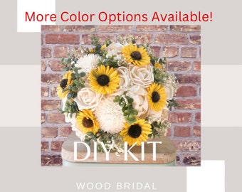 Ivory Radiance Collection- DIY Wood Flower Bouquet, Ivory Bouquet, Sunflower Bouquet