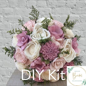 DIY KIT-Wood Flower Bouquet- Summer Love Collection- Wood Flower Bouquet Pink Bouquet Sola Wood Flower Bouquet Customizable