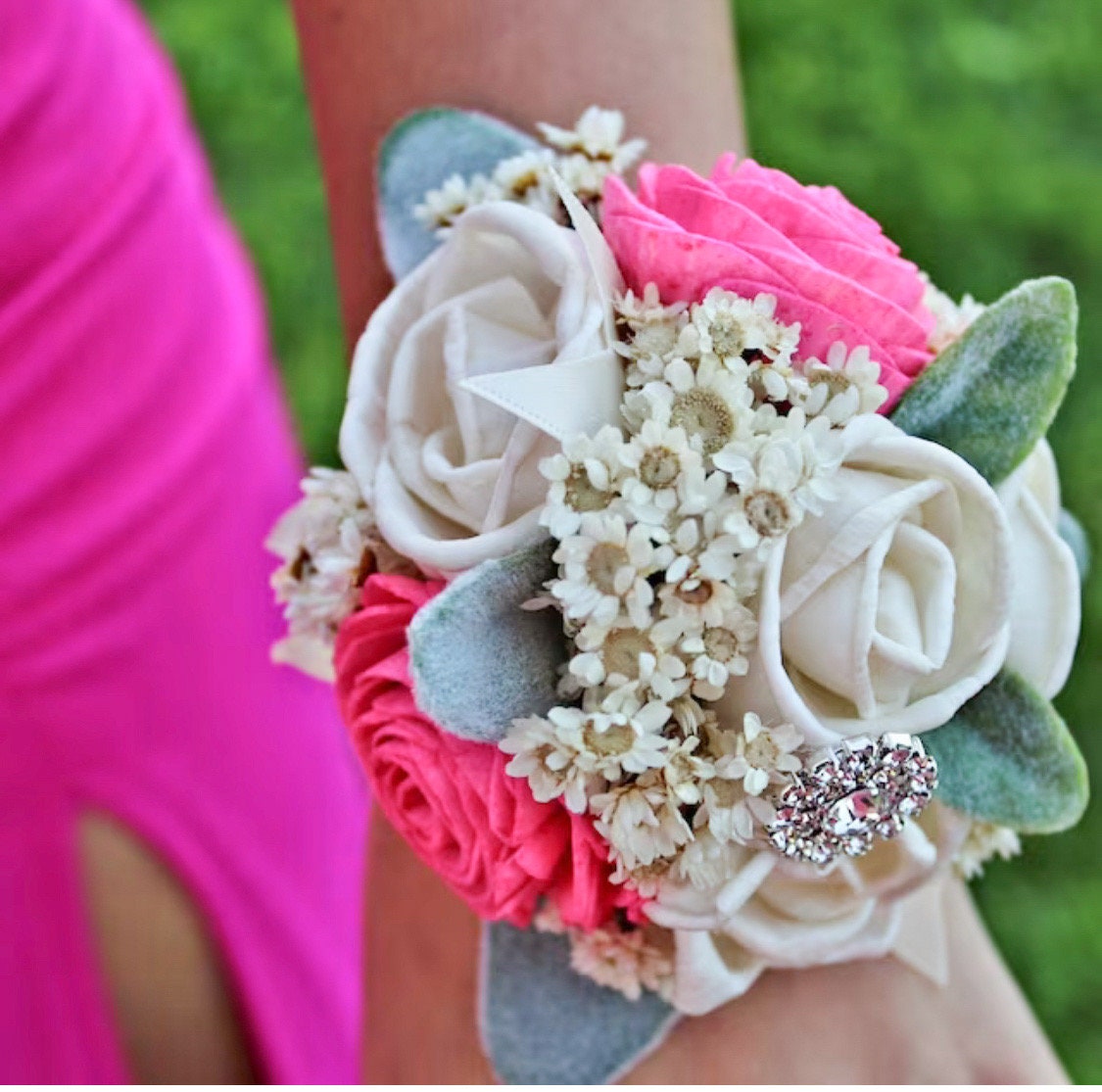 what color corsage for hot pink dress All About Prom Corsages