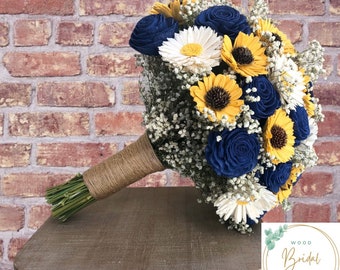 Wood Flower Wedding Bouquet- Daisy Dreams Collection