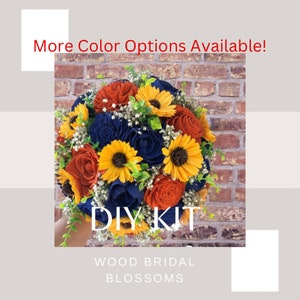 Bright Sunflower Collection - DIY Wood Flower Bouquet Kit with Corn Straw Stems Sunflower Bouquet Sola Wood Flower Bouquet Customizable