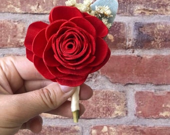 Ready To Ship- Red Rose Boutonniere