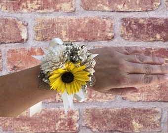 Ready To Ship- Wood Flower Wrist Corsage