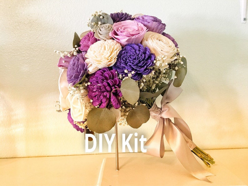 DIY Bouquet Kit multi purple bouquet with dried greenery Purple Spring Collection