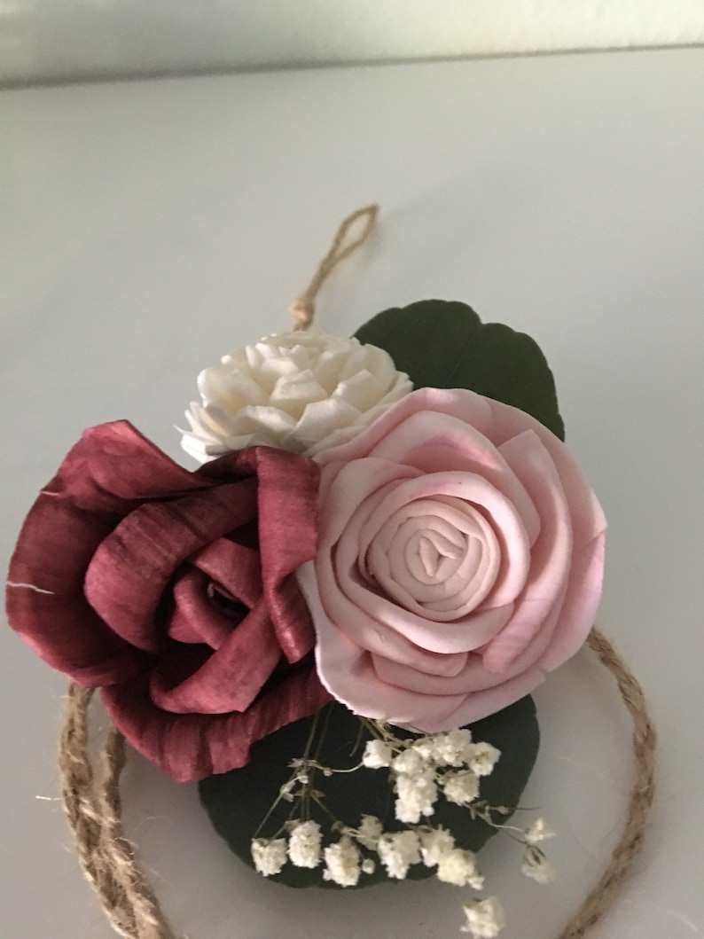 Wrist Corsage or Boutonni\u00e8re 3 Wood Flower Design Fall Bloom Collection