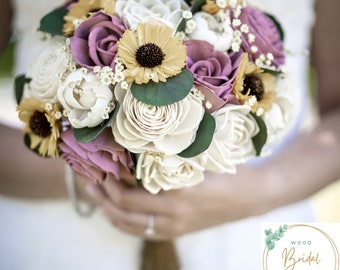 Wood Flower Wedding Bouquet- Dusty Rose Radiance Collection