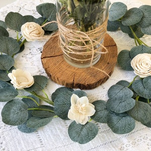 Eucalyptus Centerpiece With Wood Flowers