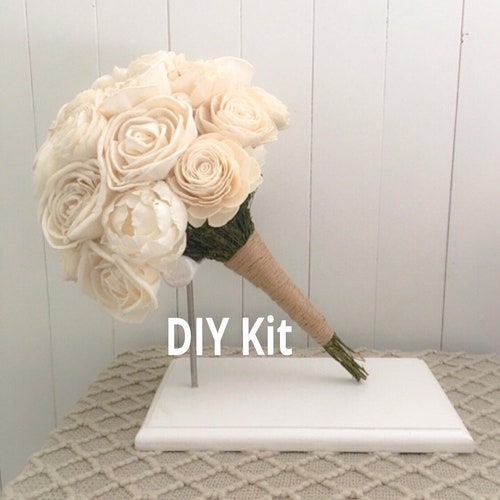 Ivory Petal Collection DIY All Ivory Wood Flower Bouquet Kit Etsy