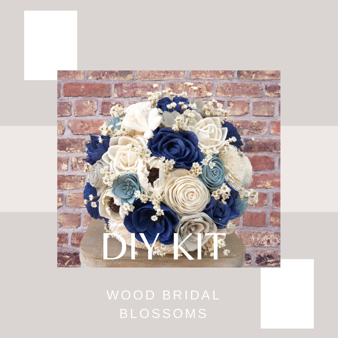 Youre Dreamy Collection DIY Wood Flower Bouquet Kit Navy Etsy
