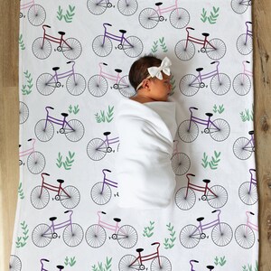 Bike blanket baby girl, Cyclist baby gift girl, Bicycle baby blanket, Bike minky blanket, Cycling baby gift, bike blanket, Biking baby gift